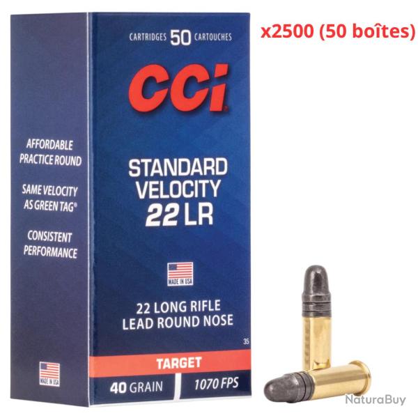 MUNITIONS CCI CALIBRE 22LR STANDARD 40gr - 2.6g x2500 