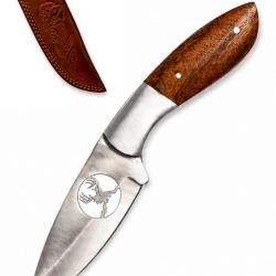 Couteau de Chasse Cerf - Manche Noyer & &Eacute;tui Cuir