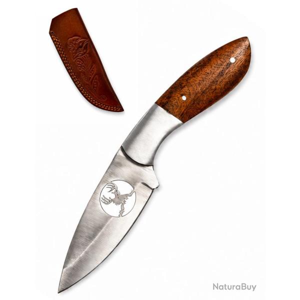 Couteau de Chasse Cerf - Manche Noyer & �tui Cuir
