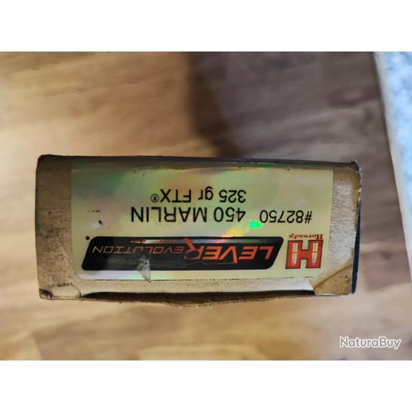 Vend munitions cal 450 marlin 325gr FTX