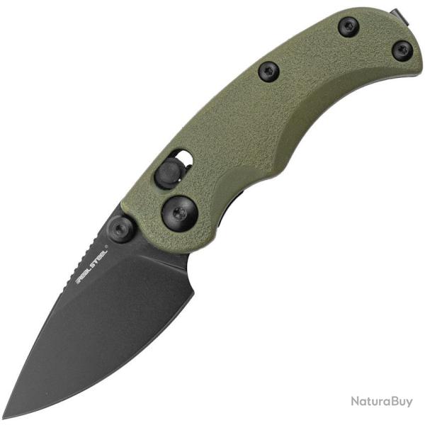 Couteau Pliant Real Steel ESCA Lame Acier 12C27 Manche Nylon Vert Noir Crossbar Lock RS7181BG