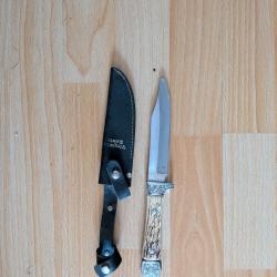Couteau de chasse Virginia Bowie grav&eacute; - FES Rostfrei (27 cm)