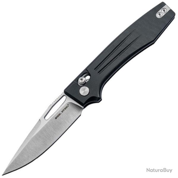 Couteau Pliant Real Steel VENA Lame Acier Nitro-V Manche G10 Noir Crossbar Lock RS7191SB