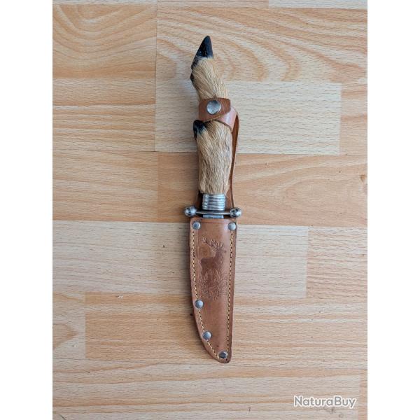 Beau couteau de chasse allemand - Manche en patte de chevreuil (21 cm)
