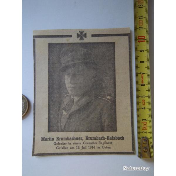 coupure journal Martin Krumbachner 1944 Grenadier-Regiment 84