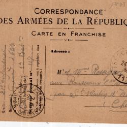 carte postale  militaria  - franchise postale