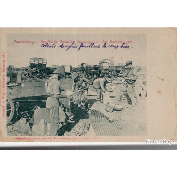 carte postale  militaria  - soldats  anglais  fouillant le camp bo�r