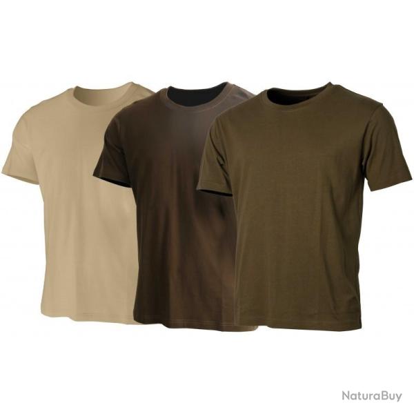 Lot de 3 Tee-Shirts Homme Beige, Kaki et Marron - 100 % Coton M