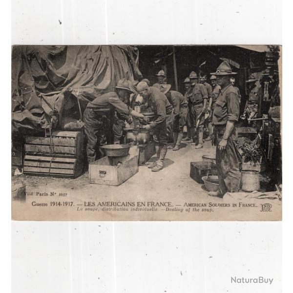 carte  postale   militaria  -    les  americains  en france  la soupe
