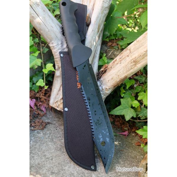 Poignard Gros Couteau Machette Bowie Outlast Alaska Lame Acier 3Cr13 Etui Nylon Trekk Survie 001