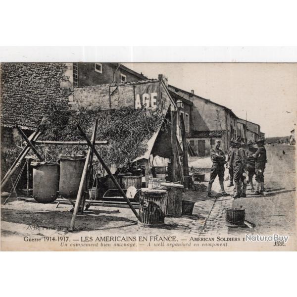 carte  postale   militaria  -    les  americains  en france un campement