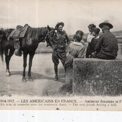 carte  postale   militaria  -    les  americains  en france  un brin de causette
