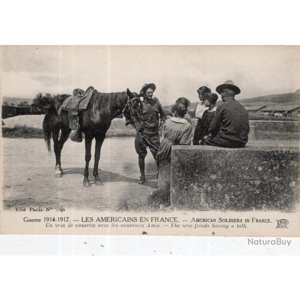 carte  postale   militaria  -    les  americains  en france  un brin de causette