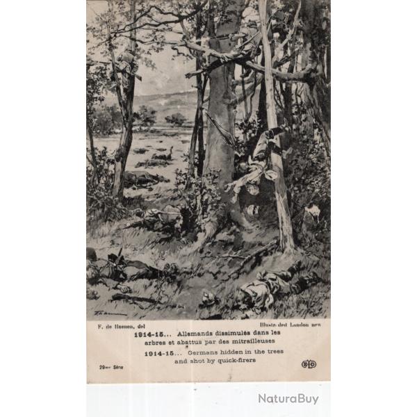 carte  postale   militaria  -    allemands dissimul�s  dans les arbres  et abattus