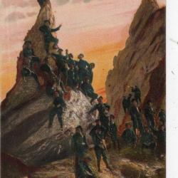 carte  postale   militaria  - chasseurs  alpins  au sommet