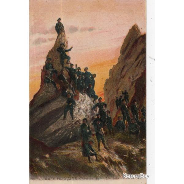 carte  postale   militaria  - chasseurs  alpins  au sommet
