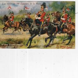 carte  postale   militaria  -   une    revue du 16em lanciers de la reine