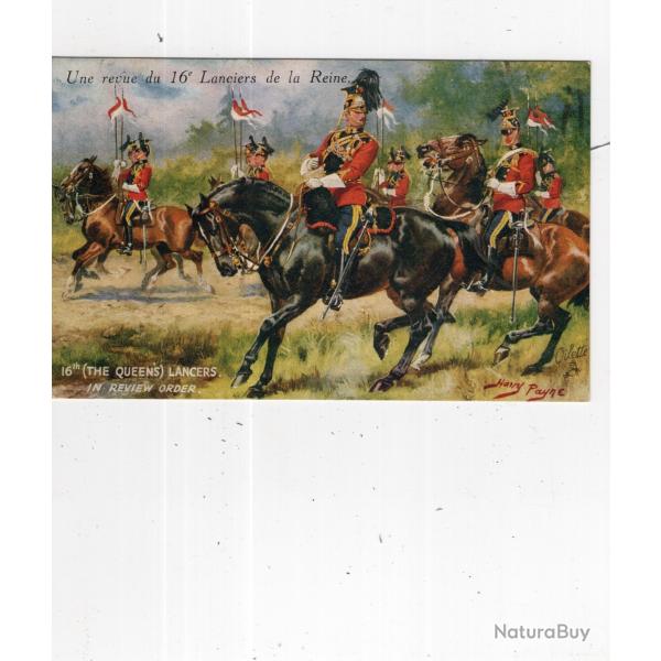 carte  postale   militaria  -   une    revue du 16em lanciers de la reine