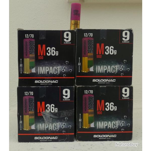 Lot de 100 cartouches Solognac M900 36gr Bourre grasse en plombs n�9