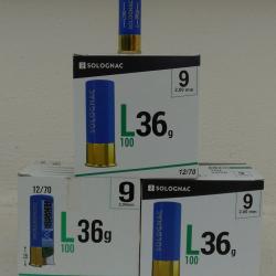 Lot de 75 Cartouche 12/70 L100 bourre &agrave; jupe Solognac en plombs n&deg;9