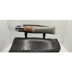 Opinel N&deg;08 Custom - Olivier, R&eacute;sine & Nid d'Abeille Aluminium - Blanc Nacr&eacute;