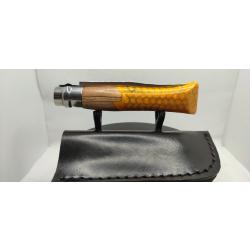 Opinel N&deg;08 Custom - Olivier, R&eacute;sine & Nid d'Abeille Aluminium - Orange