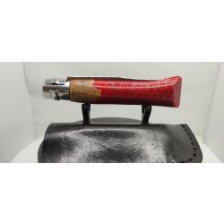 Opinel N&deg;08 Custom - Olivier, R&eacute;sine & Nid d'Abeille Aluminium - Rouge Vif