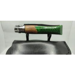 Opinel N&deg;08 Custom - Olivier, R&eacute;sine & Nid d'Abeille Aluminium - Vert