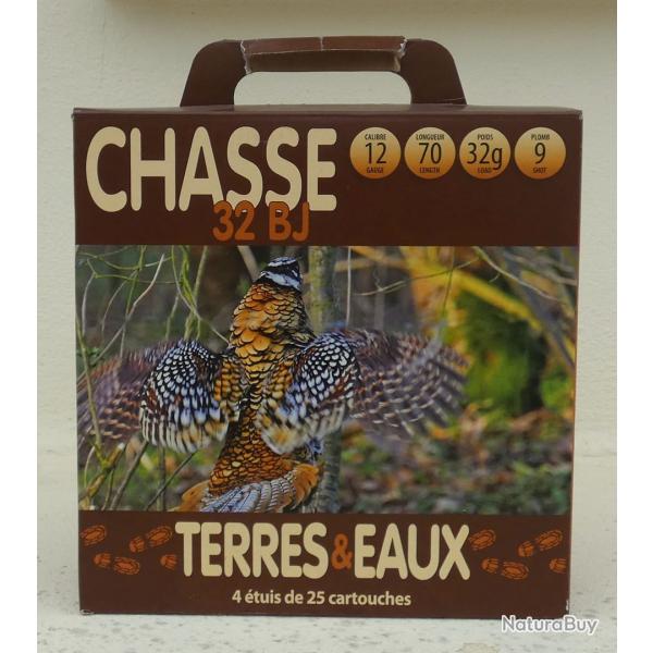 Pack de 100 Cartouches de marque Terre & eau 12/70 32gr Bourre � jupe en plombs n�9