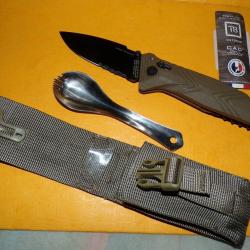 ARMEE FRANCAISE COUTEAU PLIANT DE POCHE C.A.C DE 2021 , AVEC SON COUVERT POUR LE REPAS ET AVEC SA NO