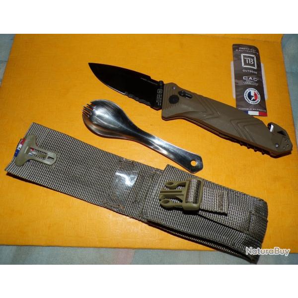 ARMEE FRANCAISE COUTEAU PLIANT DE POCHE C.A.C DE 2021 , AVEC SON COUVERT POUR LE REPAS ET AVEC SA NO
