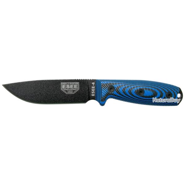 Couteau fixe ESEE ESEE-4 lame noire manche bleu et noir