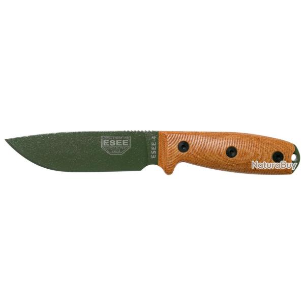 Couteau de survie fixe ESEE-4 lame verte manche micarta marron