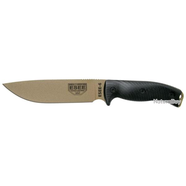 Couteau de survie fixe ESEE 6 lame Dark Earth manche noir