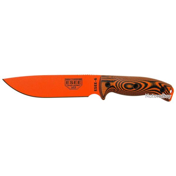 Couteau fixe ESEE 6 lame orange et manche noir