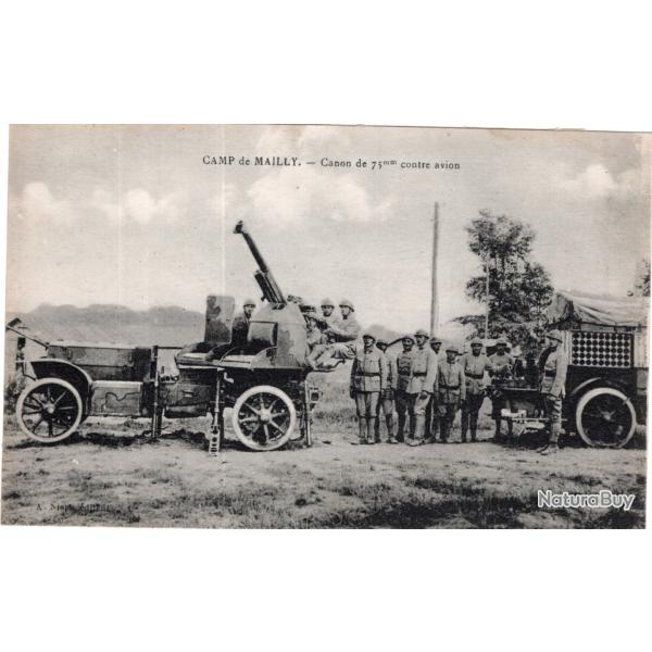 - carte postale  - militaria -  canon de  75 mm contre  avion