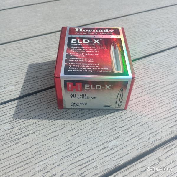 Lot 5 boites ogives Hornady ELD X cal .30 178 grs