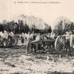 carte postale  - militaria - &eacute;coles a feu pi&eacute;ce de 155 court ( le  rimailho )