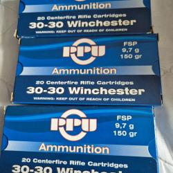 Lot de 55 munitions ppu 30-30