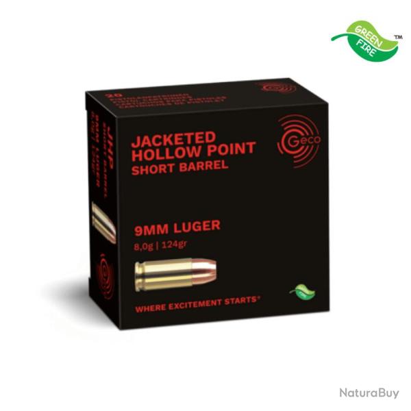 BOITE DE 9X19 124GR JHP (SHORT BARREL) X20 - GECO