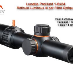 Lunette de Battue ProHunt 1-6x24 IF - R&eacute;ticule Lumineux 4i par Fibre Optique