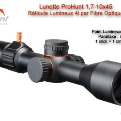 Lunette Mixte ProHunt 1,7-10x45 IF - R&eacute;ticule Lumineux 4i par Fibre Optique
