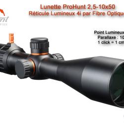 Lunette Mixte ProHunt 2,5-10x50 IF - R&eacute;ticule Lumineux 4i par Fibre Optique