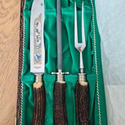 Coffret couverts &agrave; r&ocirc;tiManches en bois de cervid&eacute;s