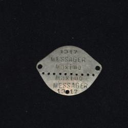 PLAQUE D'IDENTIT&Eacute; FRANCAISE MOD&Egrave;LE 1918 -NEUFCHATEAU CLASSE 1917-GUERRE 1939/45