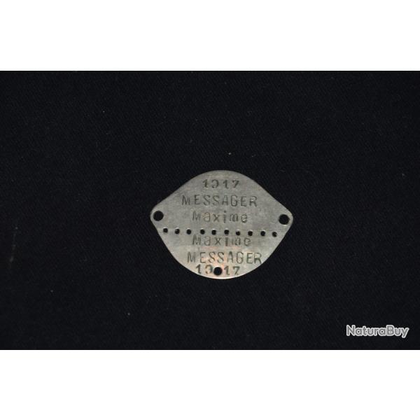 PLAQUE D'IDENTIT� FRANCAISE MOD�LE 1918 -NEUFCHATEAU CLASSE 1917-GUERRE 1939/45