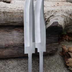 Lot de 2 Lame Bowie Drop Point & Clip Acier Carbone 1055 Lame A Customiser Le Manche - Lames seules