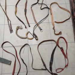 Lot de cuir: 9 objets bretelles et sangles WW1 WW2