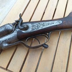 Fusil Juxtapos&eacute; calibre 12/65 &agrave; chiens ext&eacute;rieurs canon Damas