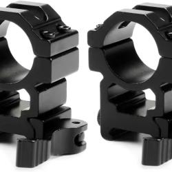 2X COLLIERS DE MONTAGE SYST&Egrave;ME QD - RAIL PICATINNY DIAM&Egrave;TRE 25,4MM PROFIL HAUT - LIVRAISON GRATUITE